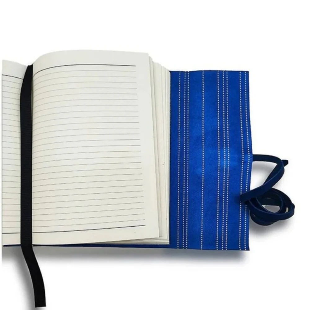 HANDSTITCHED BLUE SUEDE JOURNAL, SIZE 8